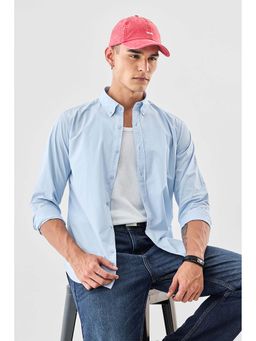 Snitch - Light Blue Solid Full Sleeves Slim Casual Shirt for Men