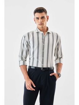 Snitch - White Stripes Full Sleeves Regular Casual Shirt for Men