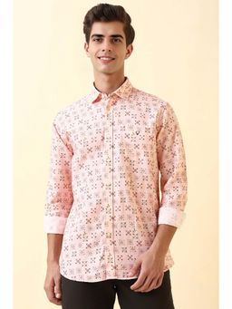 Allen Solly - Men Pink Print Full Sleeves Casual Shirt