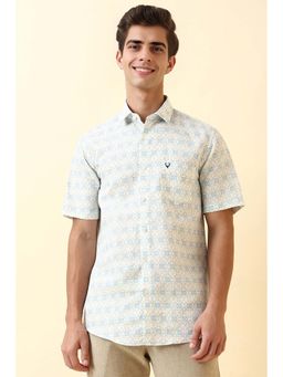Allen Solly - Men White Print Half Sleeves Casual Shirt