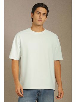 Louis Philippe - Men White Textured Crew Neck T-Shirt