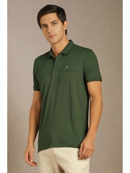 Louis Philippe - Men Green Solid Collar Neck Polo T-Shirt
