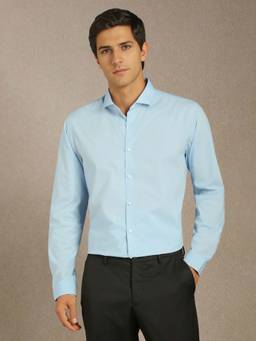 Louis Philippe - Men Light Blue Print Full Sleeves Casual Shirt