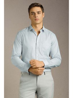 Louis Philippe - Mens Blue Printed Easy to Iron Cotton Slim fit Formal Shirt