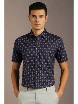 Louis Philippe - Men Navy Print Half Sleeves Formal Shirt