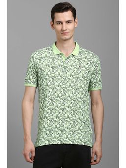 Louis Philippe - Men Green Print Collar Neck Polo T-Shirt