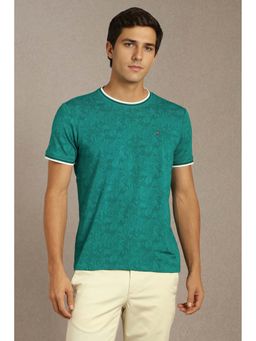 Louis Philippe - Men Green Print Crew Neck T-Shirt