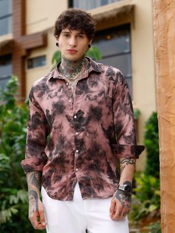 Campus Sutra - Mens Dark Mauve Gleaming-Blur Shirt