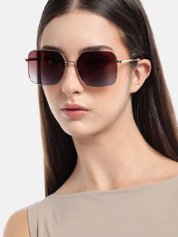 Carlton London - Gold Toned with Brown Polarised Lens Oversized Sunglass - CLSW447 (57)