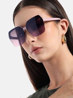 Carlton London - Pink Toned with Brown Polarised Lens Oversized Sunglass - CLSW474 (63)