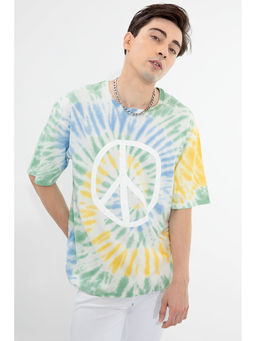 Snitch - Men Multi-Color Tie & Dye Oversized Fit T-Shirt
