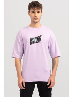 Snitch - Men Lavender Printed Oversized Fit T-Shirt