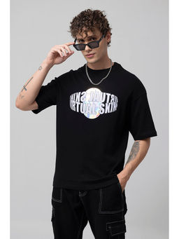 Snitch - Men Black Graphic Oversized Fit T-Shirt