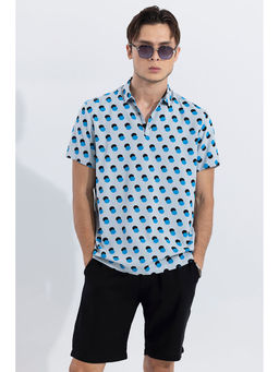 Snitch - Men Blue Polka Dots Regular Fit Polo T-Shirt