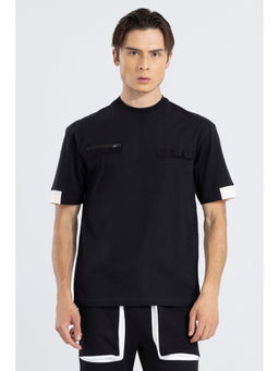 Snitch - Men Black Solid Regular Fit T-Shirt