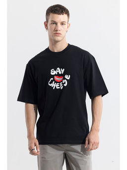 Snitch - Men Black Graphic Oversized Fit T-Shirt