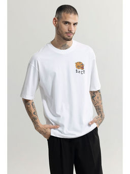 Snitch - Men White Graphic Oversized Fit T-Shirt