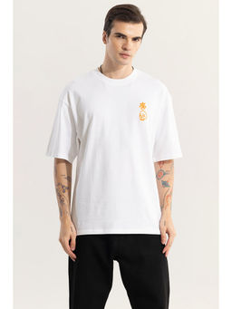 Snitch - Men White Graphic Oversized Fit T-Shirt