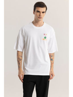 Snitch - Men White Graphic Oversized Fit T-Shirt