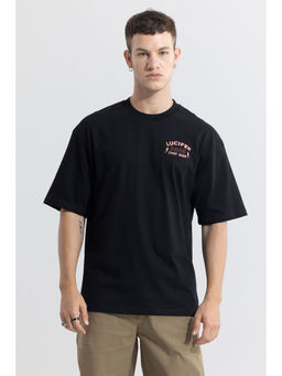 Snitch - Men Black Graphic Oversized Fit T-Shirt