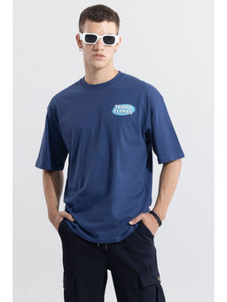 Snitch - Men Blue Graphic Oversized Fit T-Shirt