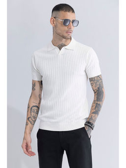 Snitch - Men White Stripes Slim Fit Polo T-Shirt