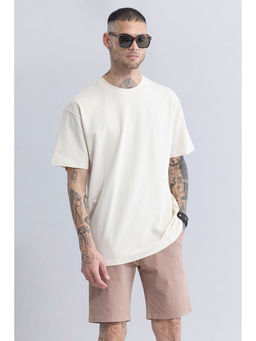 Snitch - Men Off White Solid Oversized Fit T-Shirt