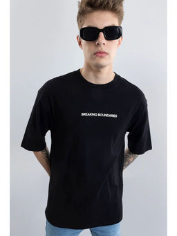 Snitch - Men Black Graphic Oversized Fit T-Shirt