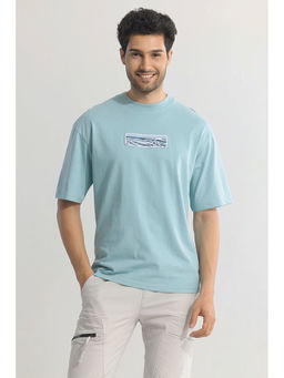 Snitch - Men Blue Printed Oversized Fit T-Shirt