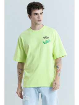 Snitch - Men Green Graphic Oversized Fit T-Shirt