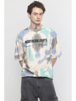 Snitch - Men Multi-Color Abstract Oversized Fit T-Shirt