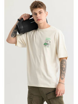 Snitch - Men White Graphic Oversized Fit T-Shirt