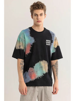 Snitch - Men Black Tie & Dye Oversized Fit T-Shirt