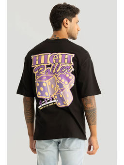 Snitch - Men Black Graphic Oversized Fit T-Shirt