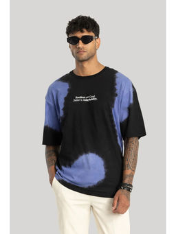Snitch - Men Black Tie & Dye Oversized Fit T-Shirt