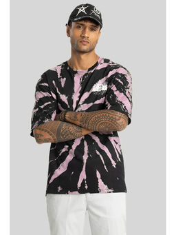 Snitch - Men Black Tie & Dye Oversized Fit T-Shirt