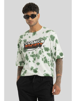 Snitch - Men Green Tie & Dye Oversized Fit T-Shirt