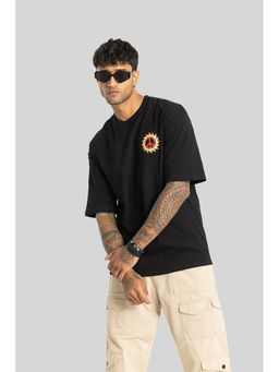 Snitch - Men Black Graphic Oversized Fit T-Shirt