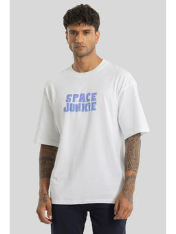 Snitch - Men White Graphic Oversized Fit T-Shirt