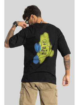 Snitch - Men Black Graphic Oversized Fit T-Shirt