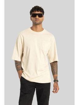 Snitch - Men Cream Printed Oversized Fit T-Shirt