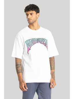 Snitch - Men White Graphic Oversized Fit T-Shirt