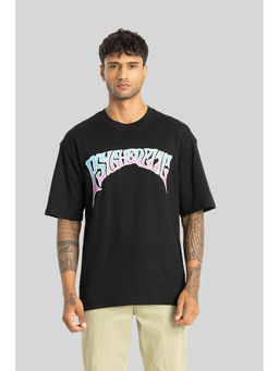 Snitch - Men Black Graphic Oversized Fit T-Shirt