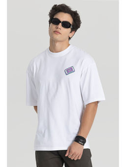 Snitch - Men White Graphic Oversized Fit T-Shirt