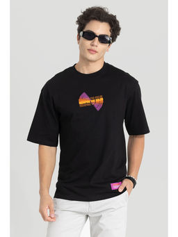 Snitch - Men Black Graphic Oversized Fit T-Shirt