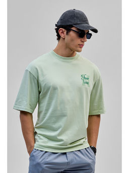 Snitch - Men Green Printed Oversized Fit T-Shirt