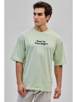 Snitch - Men Green Graphic Oversized Fit T-Shirt