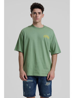 Snitch - Men Green Graphic Oversized Fit T-Shirt
