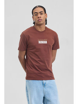 Snitch - Men Brown Graphic Slim Fit T-Shirt