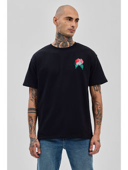 Snitch - Men Black Graphic Oversized Fit T-Shirt